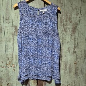 Fever Blue and White Patterned Tank Top Blouse.